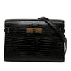 Saint Laurent Medium Shiny Croc Embossed Manhattan Shoulder Bag Secondhand