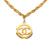 Chanel CC Gold Plated Round Pendant Necklace Secondhand