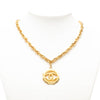 Chanel CC Gold Plated Round Pendant Necklace Secondhand