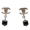 Chanel CC Brass Cube Rhinestone Drop Clip On Earrings Secondhand