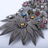 Secondhand Vintage Floral Brooch with Multicolour Crystals - '70s