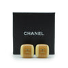 Chanel Coco Mark Bicolor Square Button Clip Earrings secondhand