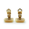 Chanel Coco Mark Bicolor Square Button Clip Earrings secondhand