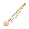 Chanel CC Logo Pearl Round Pendant Chain Necklace secondhand