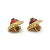Chanel Coco Mark Red Stone Diamond-shape Clip-on Earrings GP secondhand