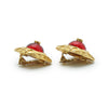 Chanel Coco Mark Red Stone Diamond-shape Clip-on Earrings GP secondhand