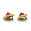 Chanel Coco Mark Red Stone Diamond-shape Clip-on Earrings GP secondhand