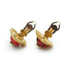 Chanel Coco Mark Red Stone Diamond-shape Clip-on Earrings GP secondhand