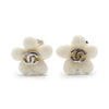 Chanel CC Logo White Flowers Clip Earrings secondhand