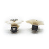 Chanel CC Logo White Flowers Clip Earrings secondhand