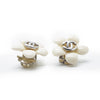 Chanel CC Logo White Flowers Clip Earrings secondhand