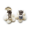 Chanel CC Logo White Flowers Clip Earrings secondhand