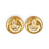 Chanel Coco Mark Cut-out Big Circle Clip Earrings GP secondhand