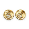 Chanel Coco Mark Cut-out Big Circle Clip Earrings GP secondhand