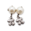 Chanel Rhinestone Four Leaf Clover Artificial Pearl Earrings secondhand