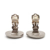 Chanel CC Logo Screw Design Silver Gold Button Clip Earrings secondhand