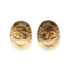 Chanel CC Logo Oval Star Clip Earrings secondhand