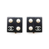 Chanel Coco Mark Pearl Square Clip Earrings secondhand