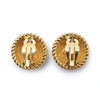 Chanel CC Logo Twisted Rope Sunburst Round Clip-On Earrings GP secondhand