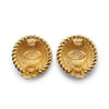 Chanel CC Logo Twisted Rope Sunburst Round Clip-On Earrings GP secondhand