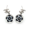 Chanel CC Logo Camellia Rhinestone Drop Earrings secondhand