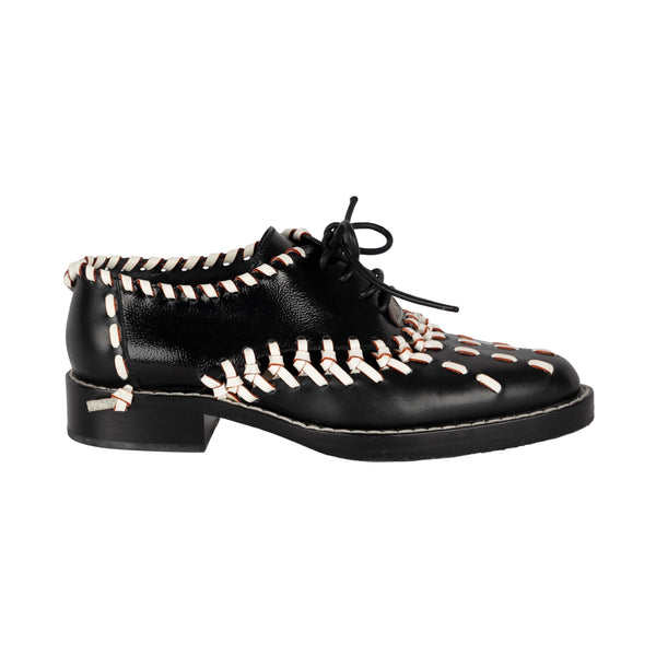 LOUIS VUITTON Size 12 Black Damier Leather Lace Up Dress Shoes at