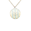 Chanel CC Gold Plated Striped Resin Strass Round Pendant Necklace Secondhand