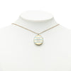 Chanel CC Gold Plated Striped Resin Strass Round Pendant Necklace Secondhand