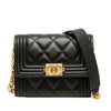 Chanel Quilted Caviar Boy Card Holder with Chain Secondhand