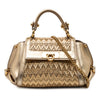 Ferragamo Mini Metallic Woven Leather Gancini Sofia Satchel Secondhand