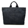 Prada Debossed Denim Logo Drill Tote Secondhand