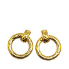 Chanel Gold Plated Quilted Circle Drop Clip On Earrings Secondhand