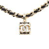 Chanel Gold Plated CC Cube Pendant Choker Necklace Secondhand
