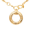 Chanel CC Gold Plated Hammered Round Pendant Necklace Secondhand