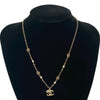 Chanel Gold Plated Faux Pearl CC Pendant Flower Station Necklace Secondhand