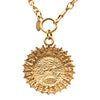 Chanel Gold Plated Medallion Coat of Arms Sunburst Pendant Necklace Secondhand