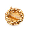 Chanel CC Gold Plated Wheat Medallion Clip On Earrings Secondhand