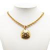 Chanel Gold Plated CC Round Pendant Necklace Secondhand