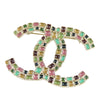 Chanel Gold Plated Enamel CC Brooch Secondhand