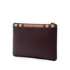Burberry House Check Canvas Trimmed Grained Calfskin Zip Pouch Secondhand