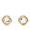 Chanel CC Gold Plated Quilted Diamond Strass Clip On Earrings Secondhand