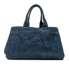 Prada Large Denim Canapa Logo Satchel Secondhand