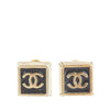 Chanel Gold Plated Enamel CC Square Stud Earrings Secondhand