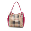 Burberry Small Haymarket Check Coated Canvas and Calfskin Canterbury Tote Secondhand