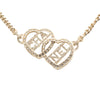 Chanel Gold Plated Rhinestones Heart Logo Choker Necklace Secondhand