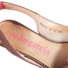Secondhand Garcia Taupe Leather Slingback Pumps with Neon Pink Bow