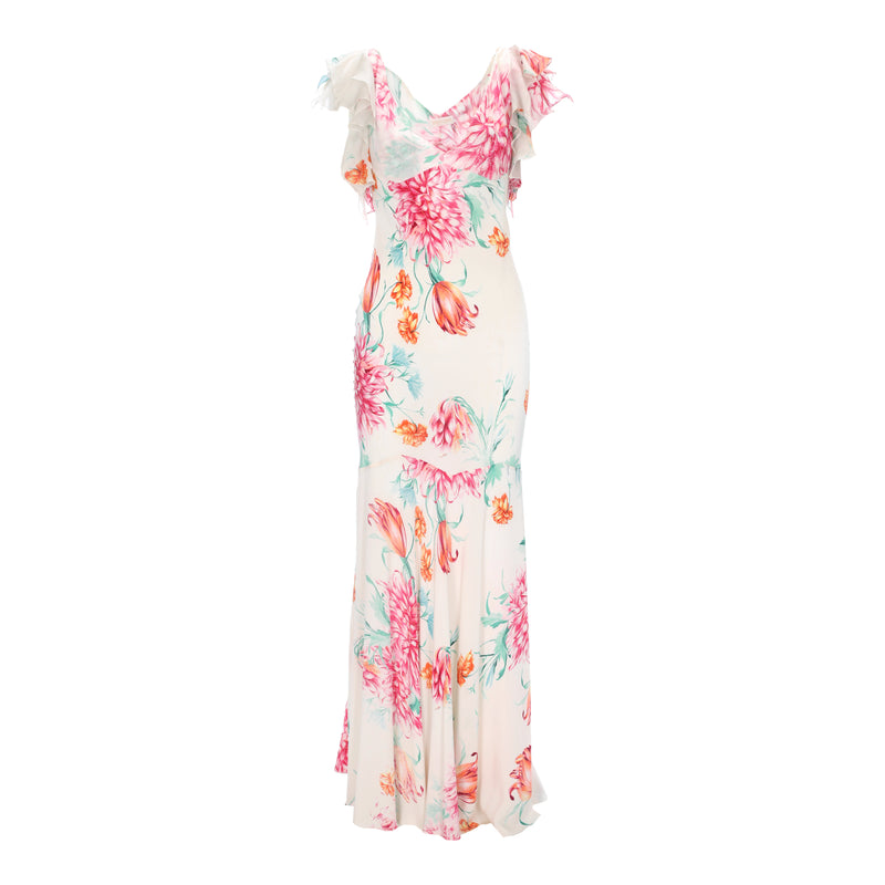 Secondhand Roberto Cavalli Ruffle Sleeve Floral Dress