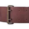 Secondhand Lanvin Vintage Brown Leather Wide Waist Belt with Antiqued Brass Buckle 