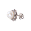 Vintage White Gold Pearl & Diamond Floral Earrings 