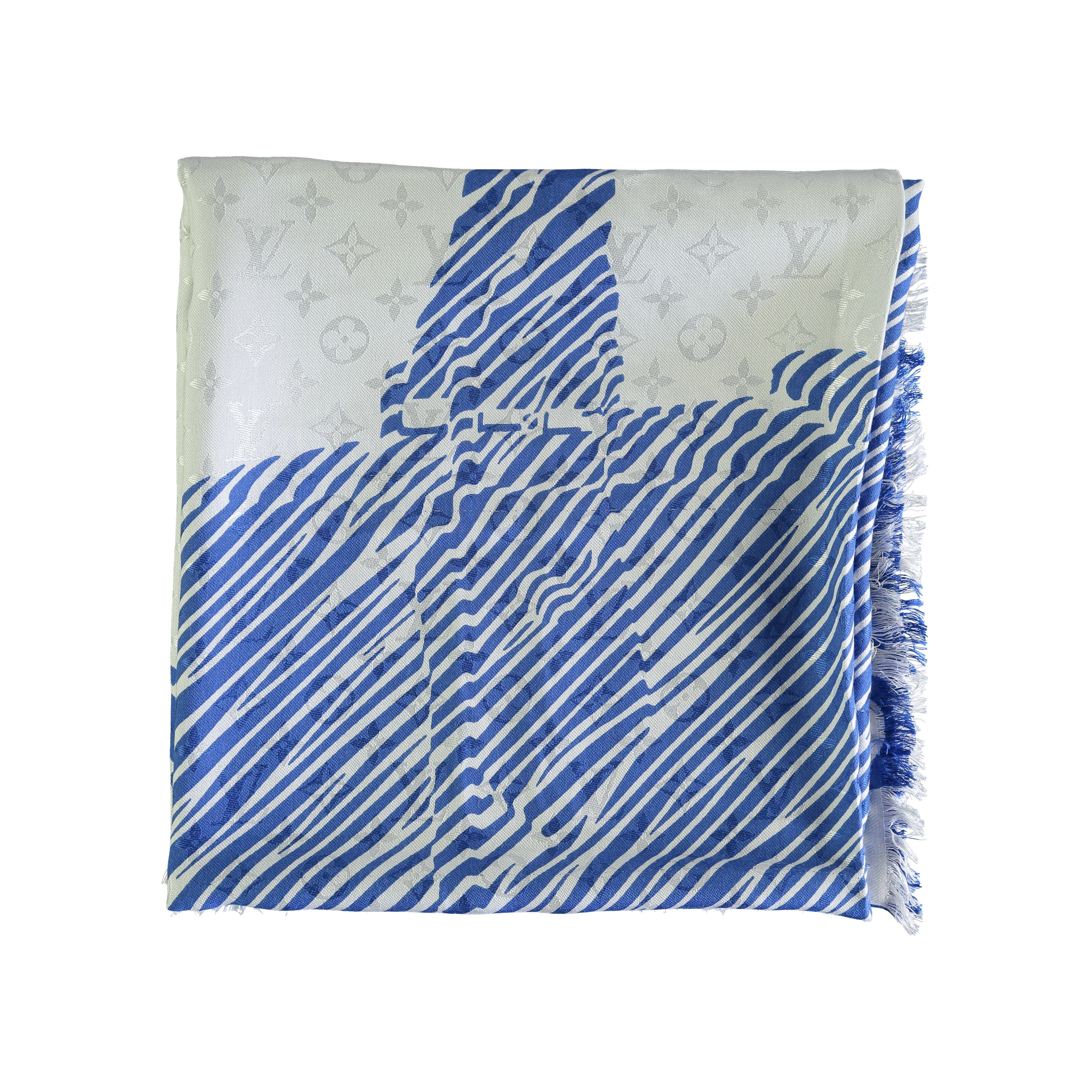 Silk Scarves Louis Vuitton Louis Vuitton Blue and White Alma Print Scarf